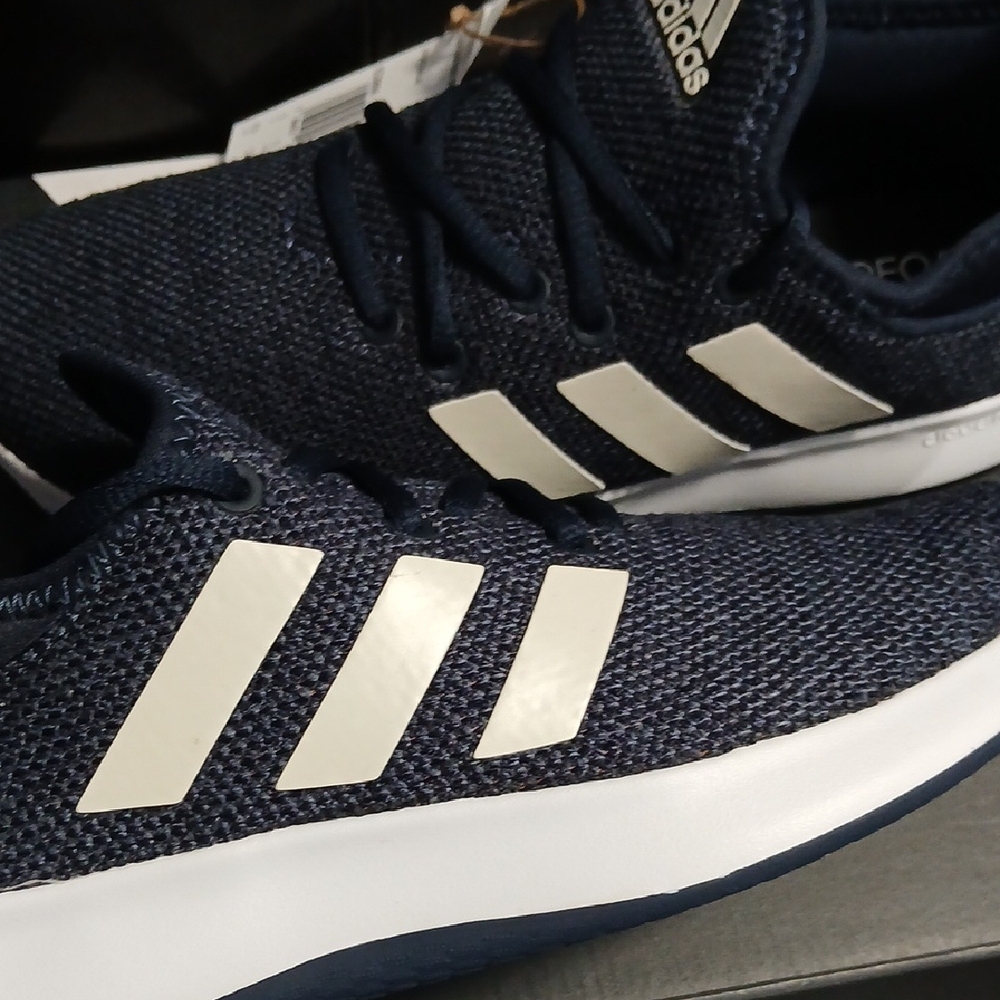 Adidas Blue and White Athletic Shoes with Knit Upper - Picture 3 of 5